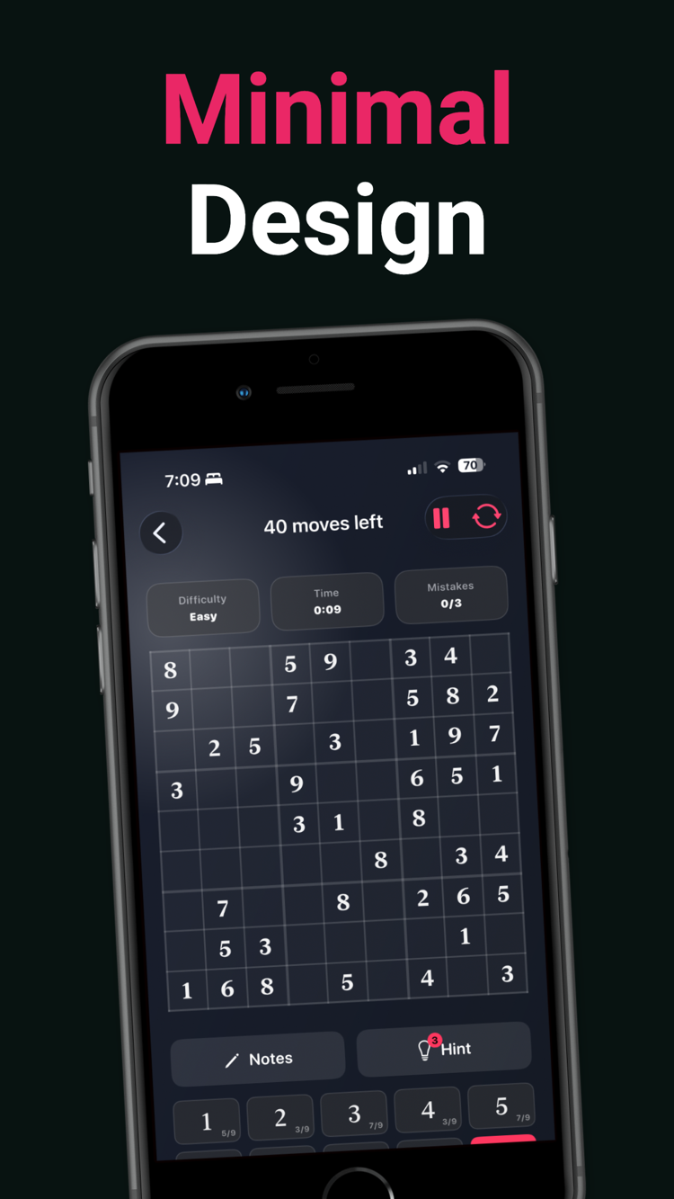 The board in Just Sudoku's minimal design
