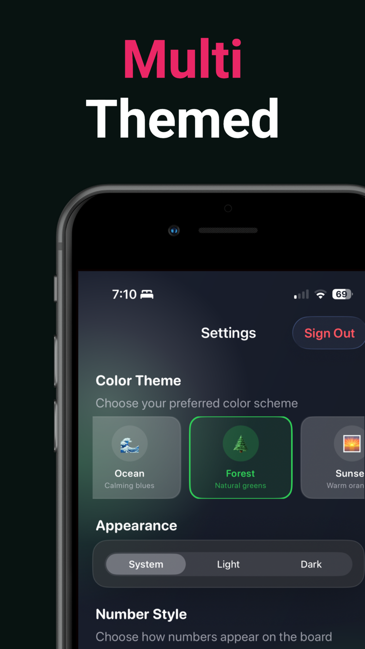 Colour themes and appearance settings