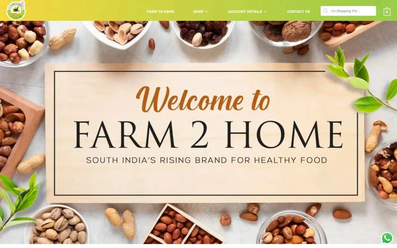 The Farm 2 Home homepage